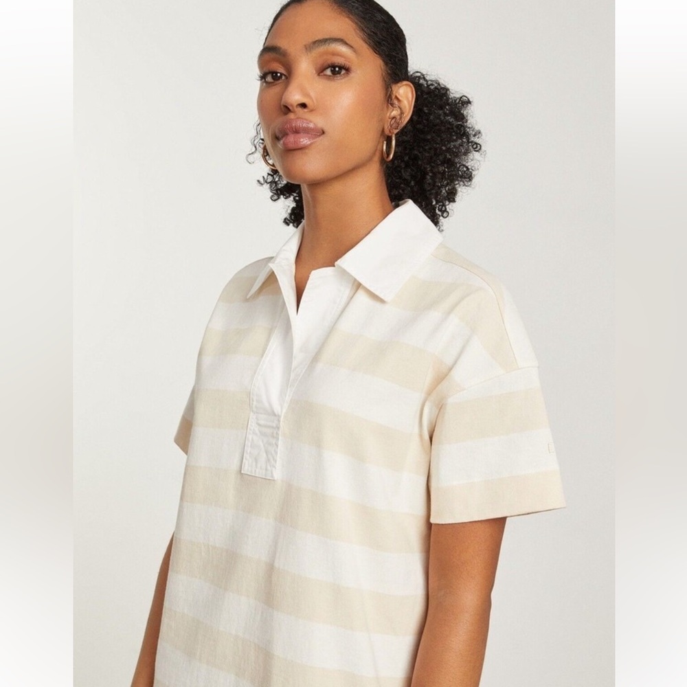 Everlane The Organic Cotton Polo Dress Striped Beige Size Small - Picture 4 of 12